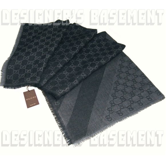 Gucci Charcoal Ggweb Wool Shawl 
